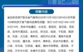陜西發(fā)布地質(zhì)災(zāi)害黃色預(yù)警 未來三天省內(nèi)部分地區(qū)仍有降水縮略圖